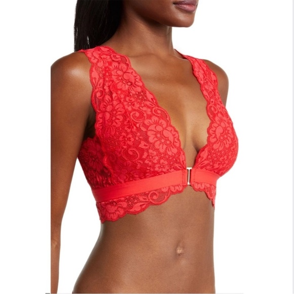 We Are HAH “Got Ur Back” Lace Plunge Bra Red Size XL NWT - Picture 4 of 12